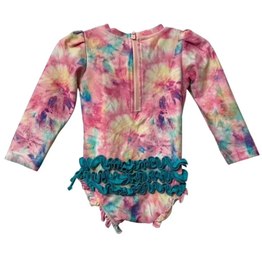 Posh Peanut Joplin Long Sleeve Ruffled Rash Guard Swimsuit 18-24 Months